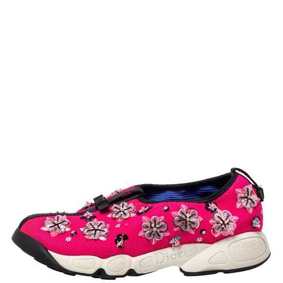 Dior Pink Mesh Embellished Fusion Slip On Sneakers Size 37 - Picture 2 of 4